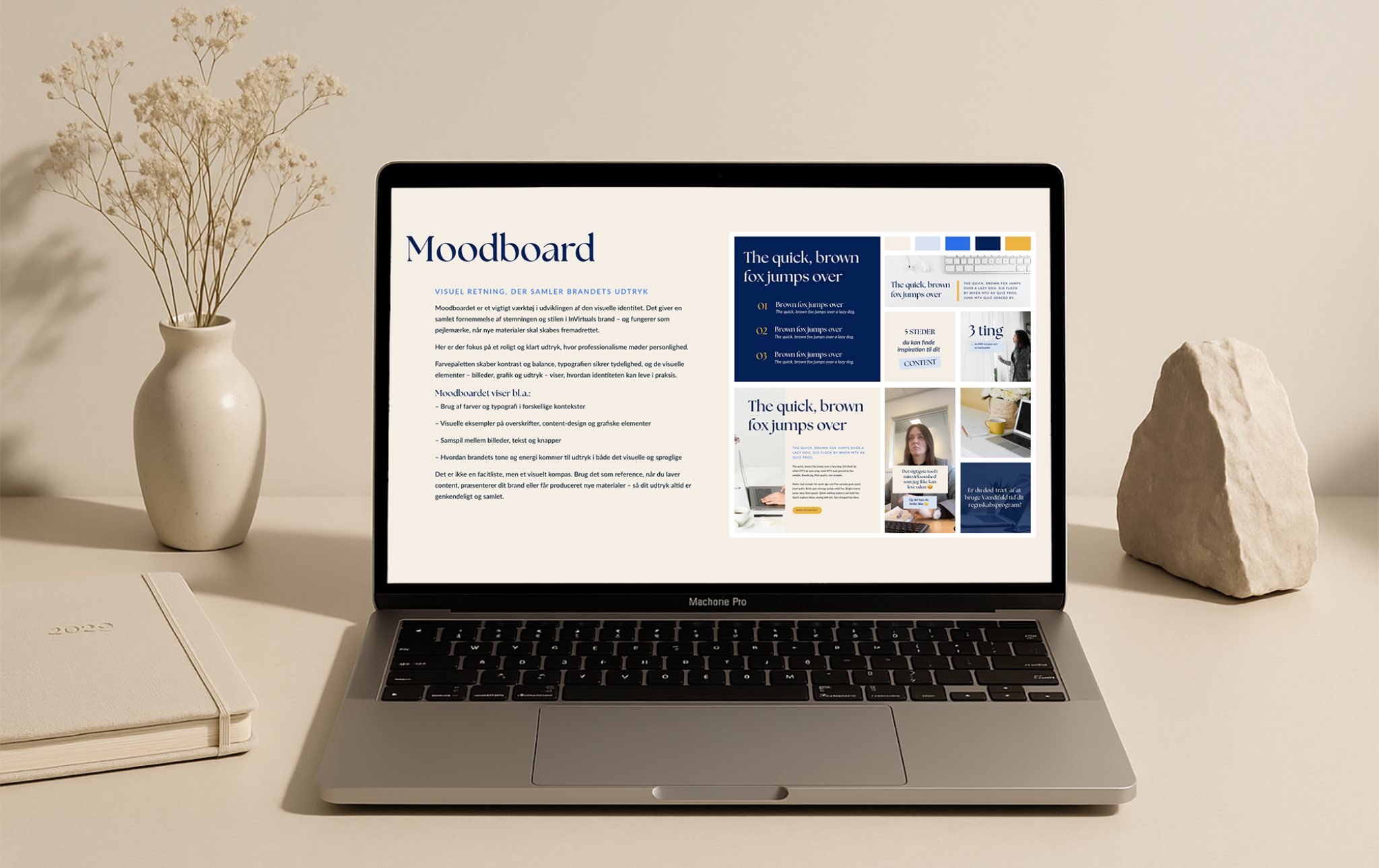 Mockup af brandboard - visuel identitet - til Din online ADHD-psykolog